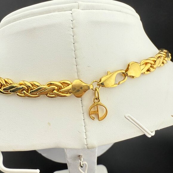 Gold Tone Braided Flat Chain Necklace With Lobster Clasp 24-Inch Length Polished - Picture 5 of 8